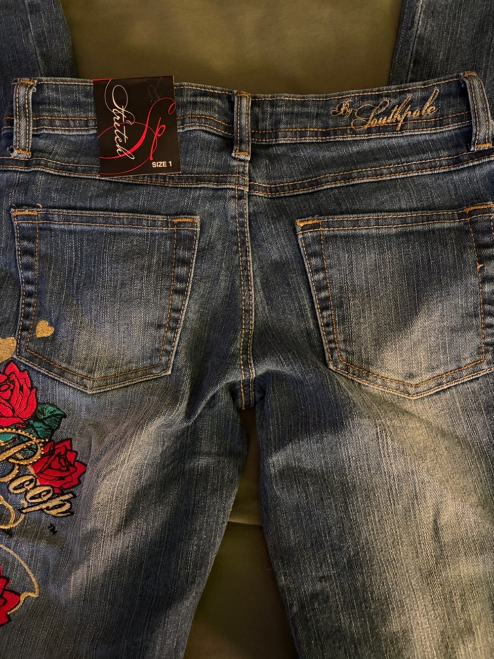 Southpole Vintage Embroidered Betty Boop Boot-Cut/Flared Women's Jeans - Blue - Picture 5 of 5
